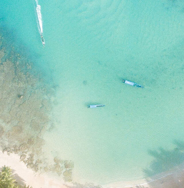 Top view of a tropical beach